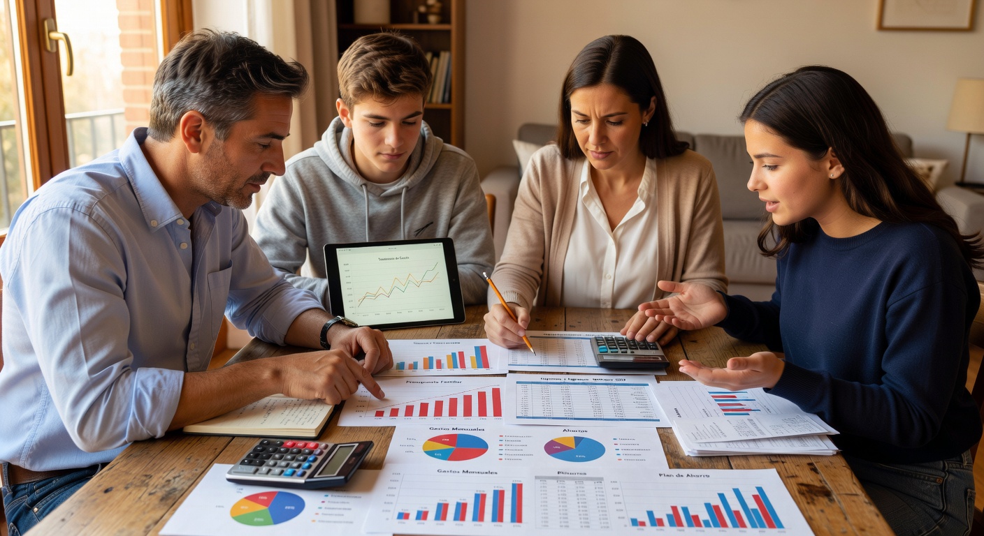 Familia planificando su presupuesto familiar con Syst